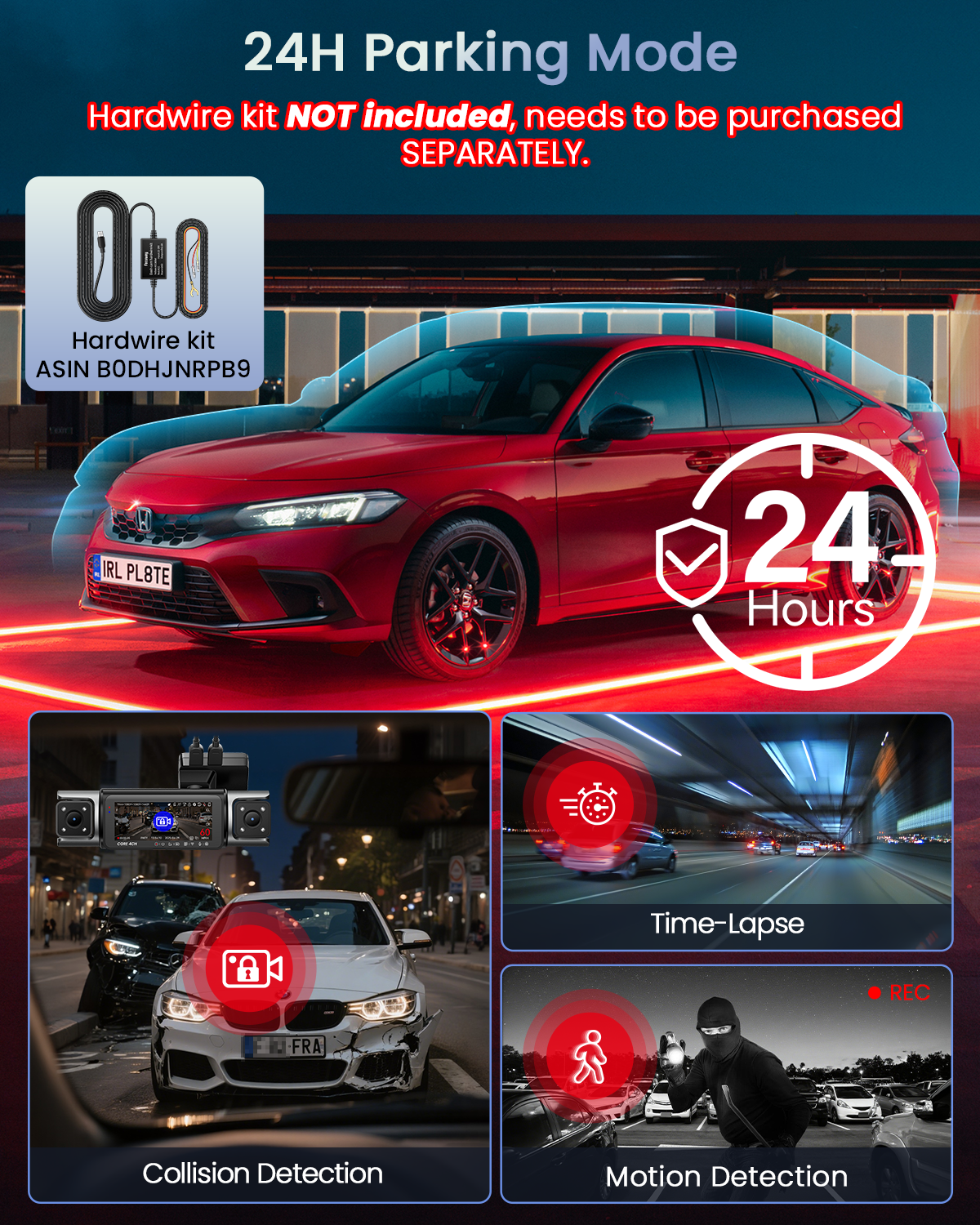 C4 PRO 4 Channel 360° Dash Camera for Cars, STARVIS 2 IMX675, 2.7K+1080P*2+2K, Front Rear Inside Dash Cam, 5G WiFi GPS, Voice Control, Optional CPL, IR Night Vision, 24/7 Parking Mode, with 128GB Card