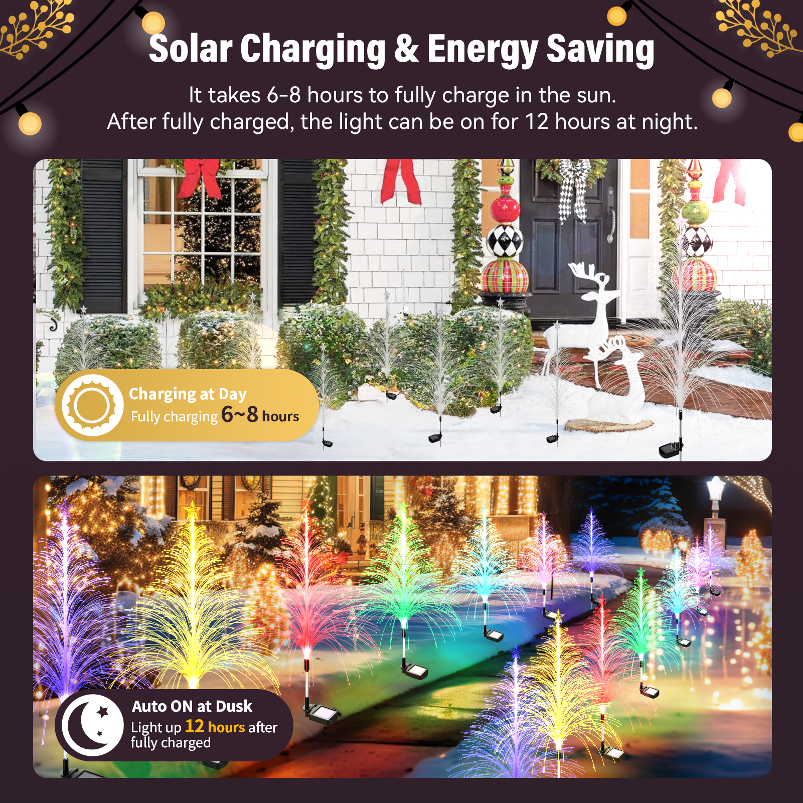 4 Packs Christmas Tree Solar Garden Light with Multi-Colored Change, Auto ON/Off Garden Solar Light, Solar Light for Garden, Porch, Christmas and Festival Decoration (Height: 38Inch)