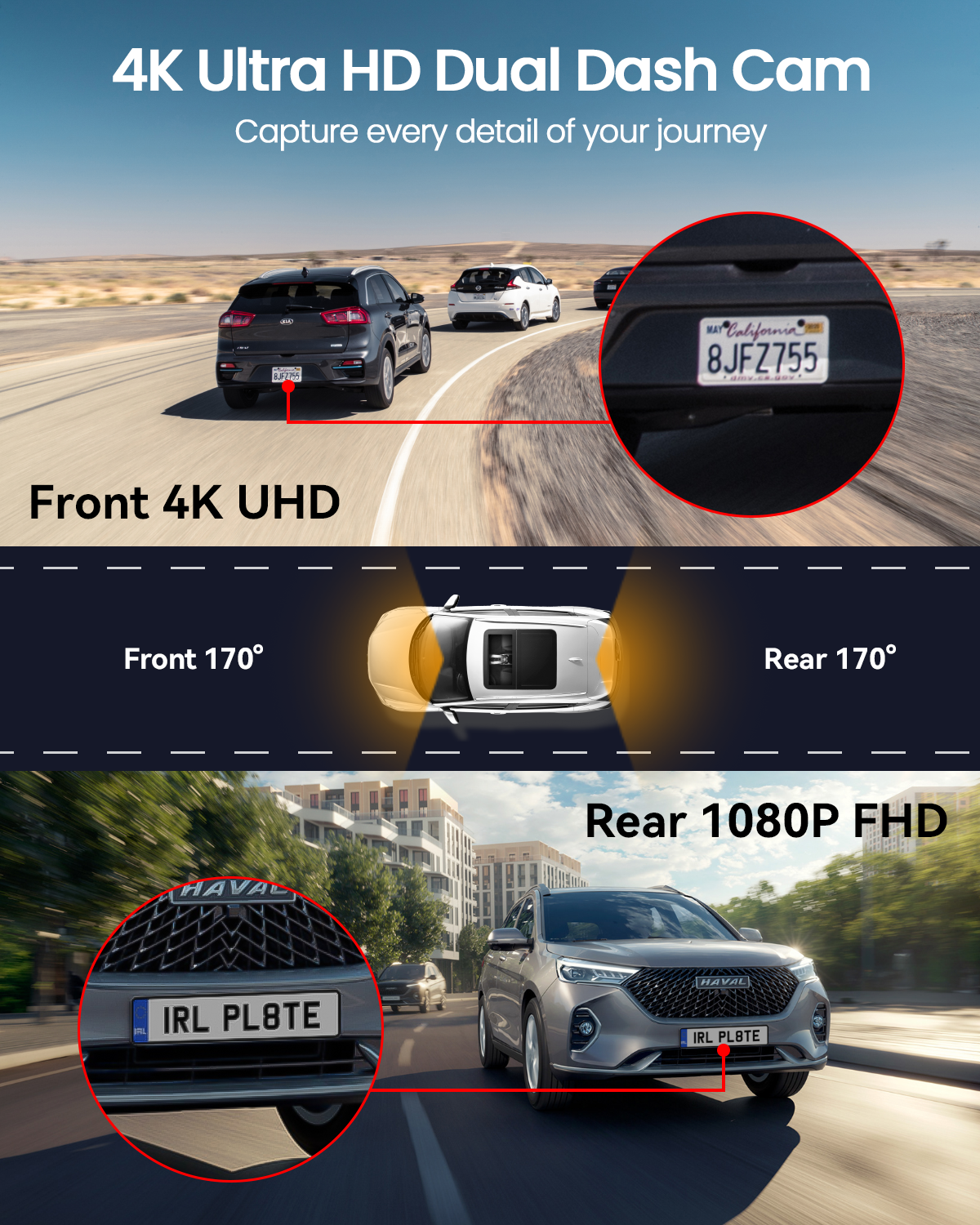 IIWEY N4 4K Front and Rear Dash Cam