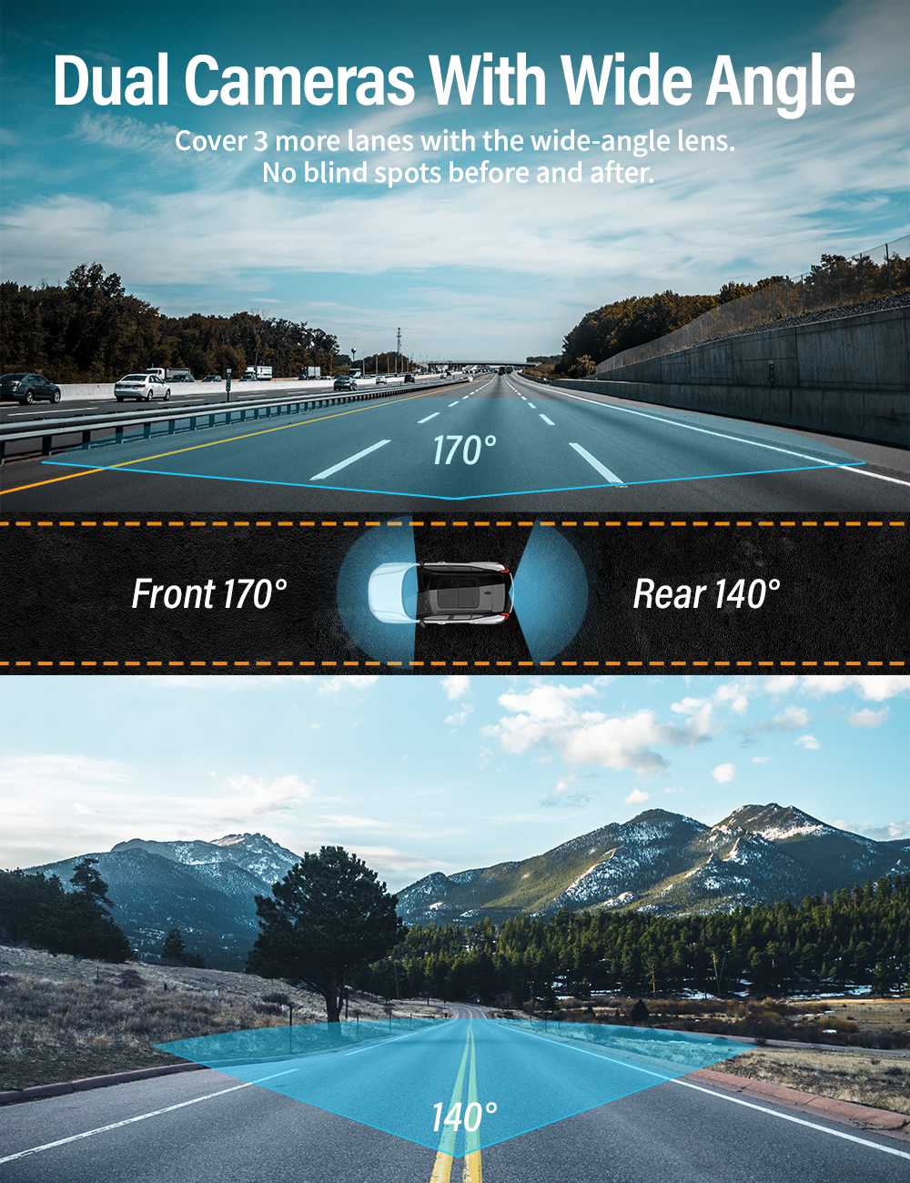 Dash Cam Front and Rear Camera FHD 1080P with Night Vision SD Card Included, 3 Inch IPS Screen Dash Cam for Car, 170° Wide Angle Dashboard Camera Motion Detection Parking Monitor G-Sensor