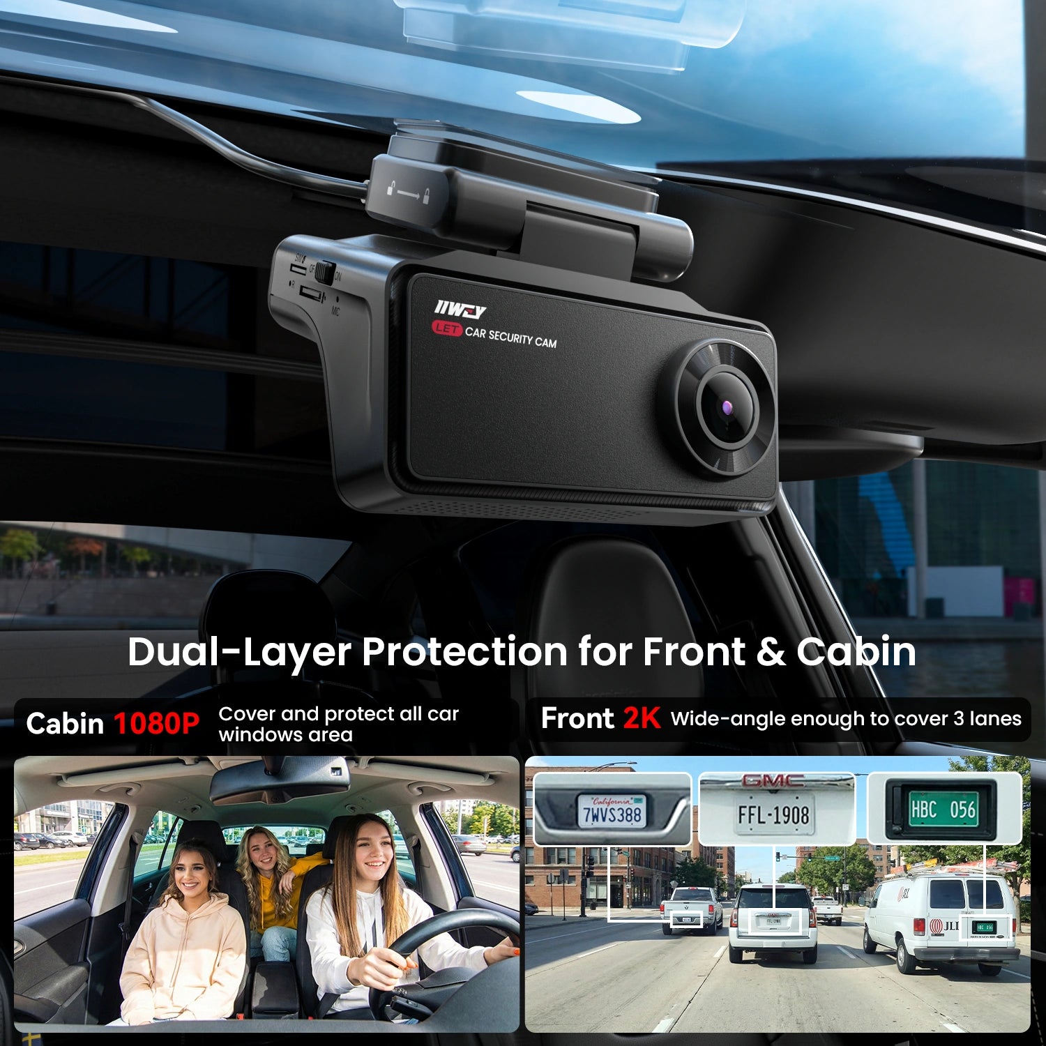 IIWEY 4G LTE Dash Cam with Live View, App Alerts & 24/7 Parking Security