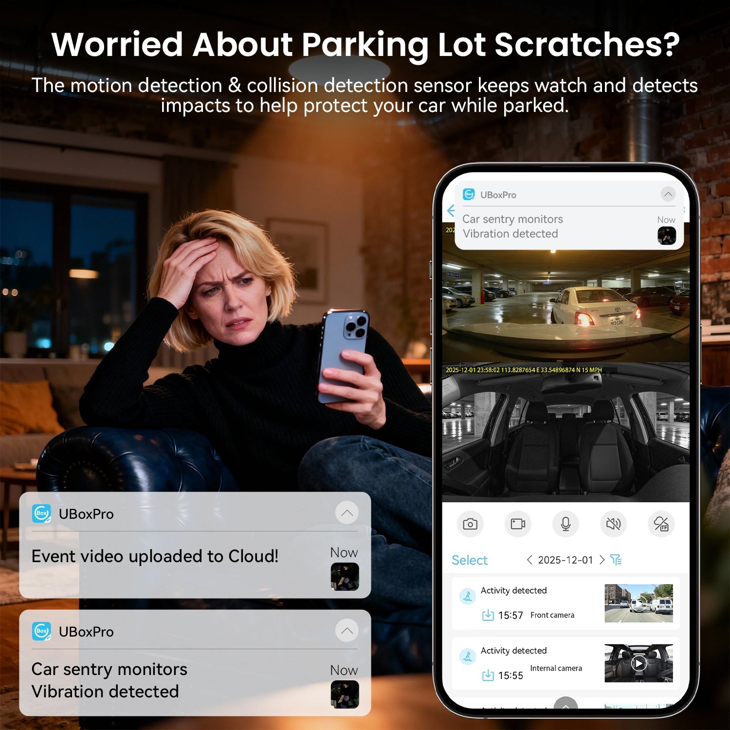 IIWEY 4G LTE Dash Cam with Live View, App Alerts & 24/7 Parking Security