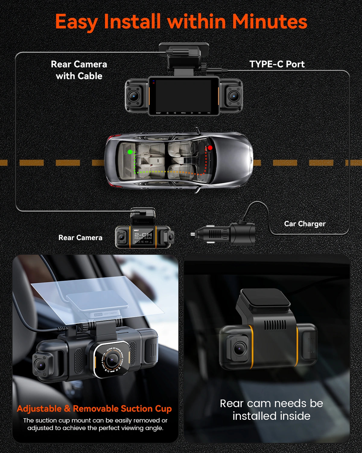 IIWEY N9 5-Channel Dash Cam with 360° View, WiFi 6, GPS & Free 128GB Card