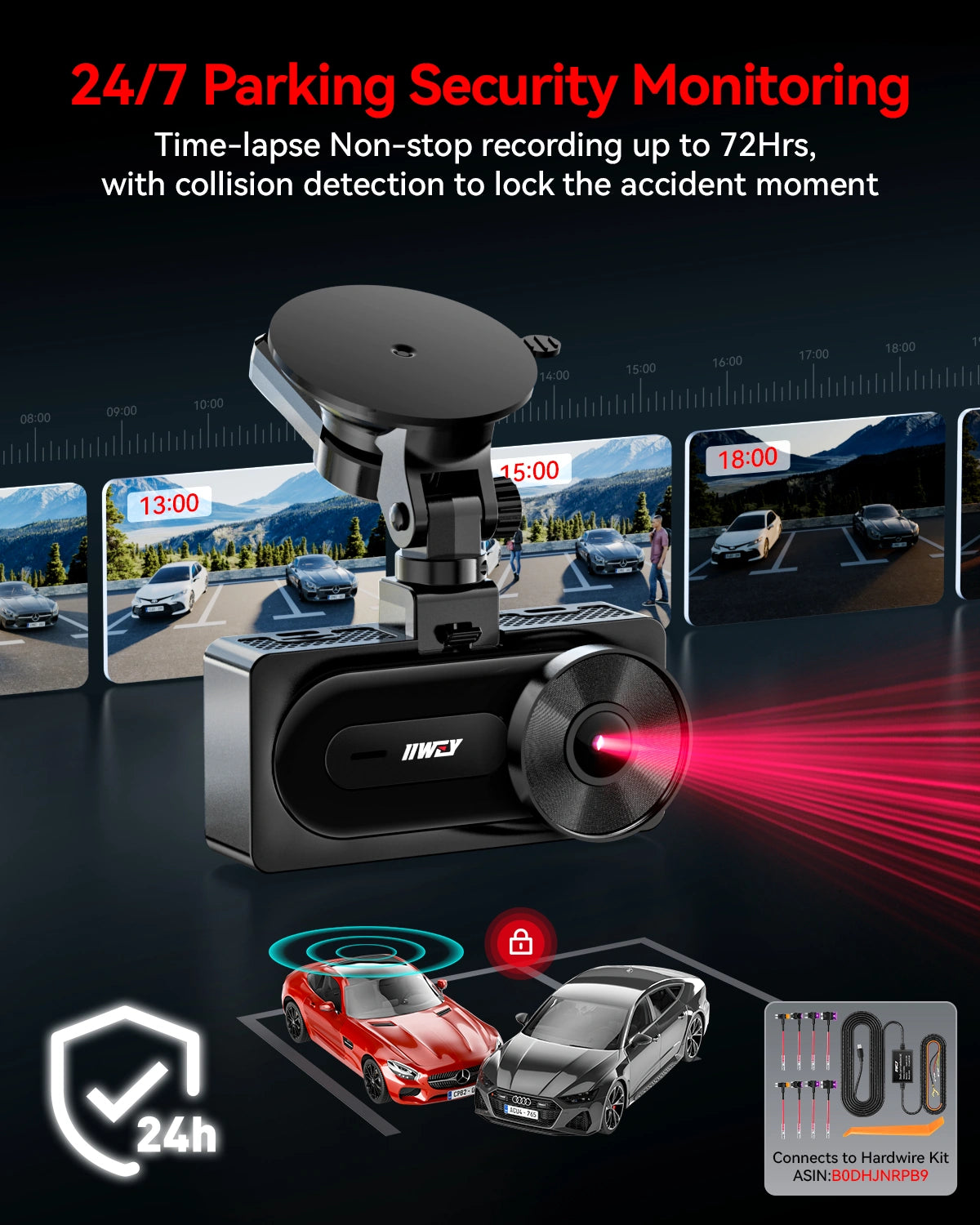 IIWEY Q7 Dual 4K Front and Rear Dash Cam with STARVIS, WiFi 6, GPS & 128GB SD Card