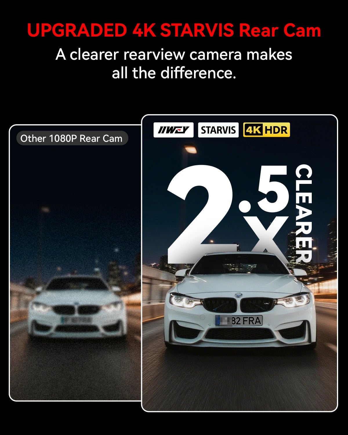 IIWEY Q7 Dual 4K Front and Rear Dash Cam with STARVIS, WiFi 6, GPS & 128GB SD Card